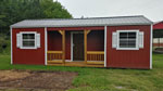 12' x 28' Rustic Red A-Frame Center Porch Side Utility Shed