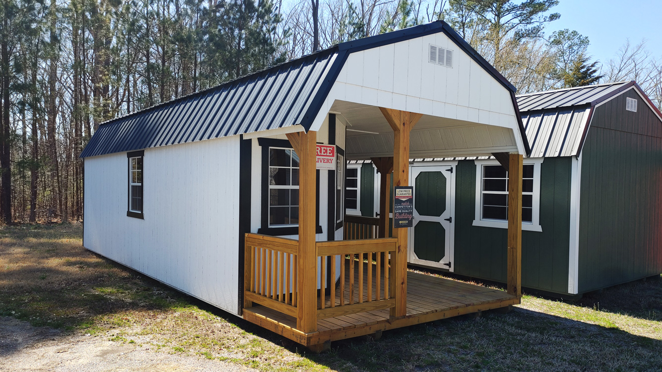 12' x 28' Barn White Lofted Barn Deluxe Playhouse Package
