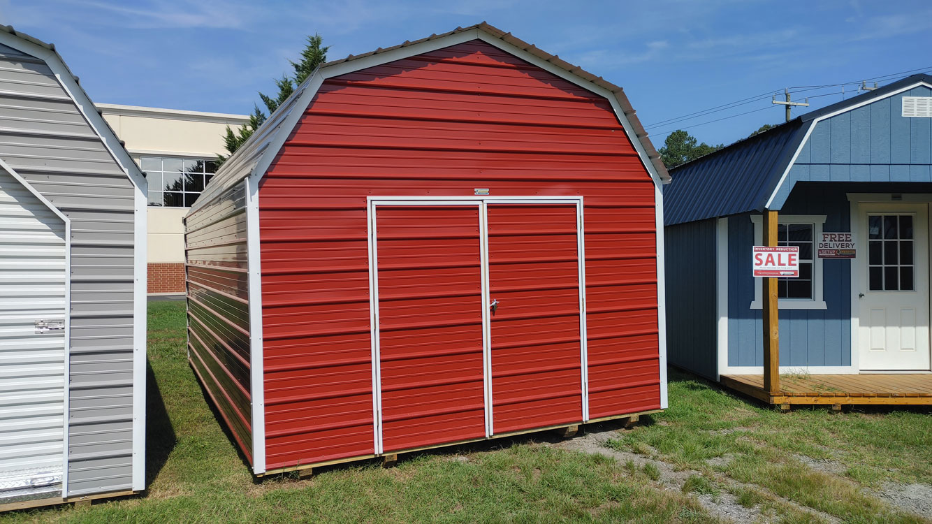 12' x 20' Brite Red Metal Lofted Garage Storage Shed